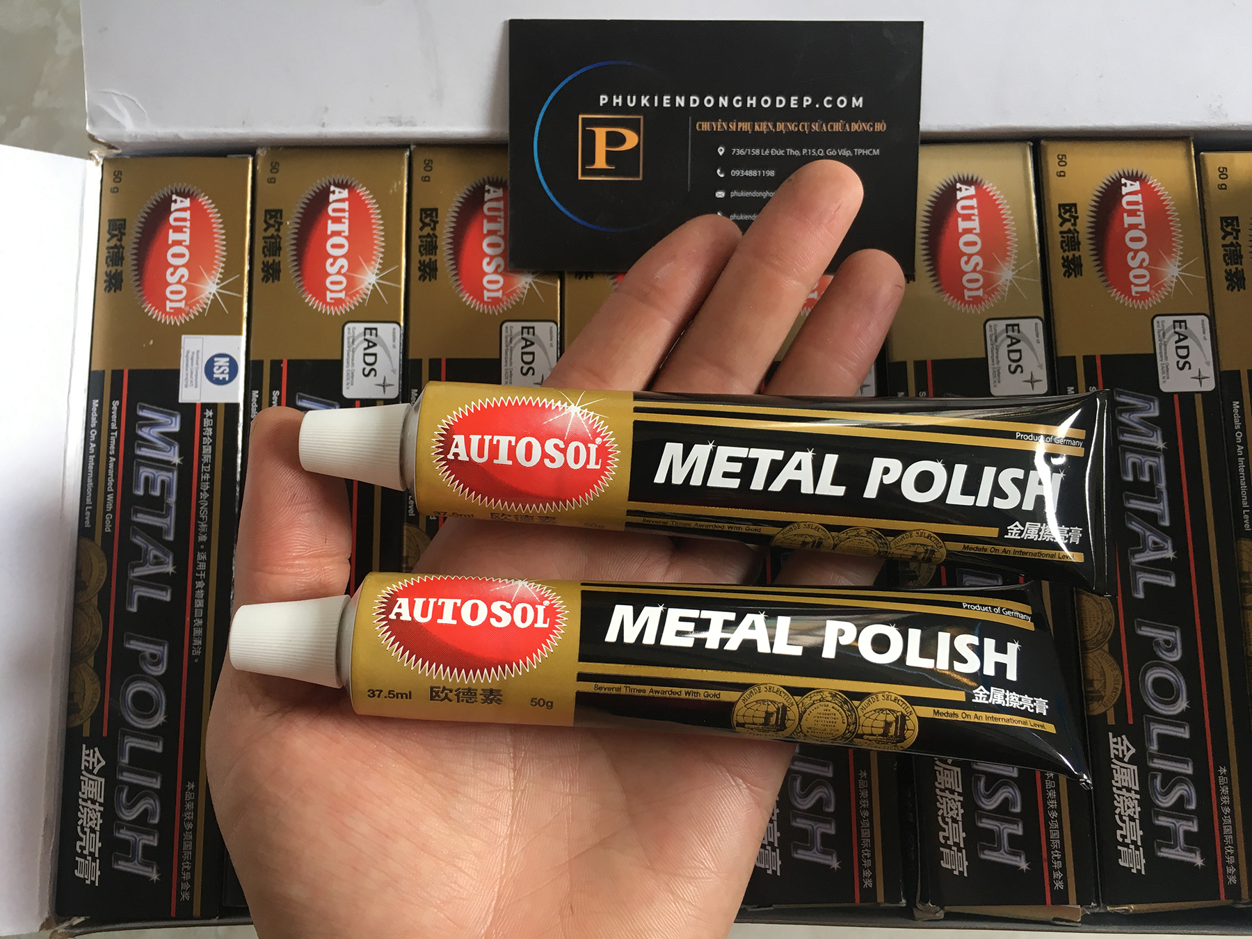 Autosol Metal Polish 50g Kem đánh bóng làm mới kim loại, dây đồng hồ, inox, nhôm