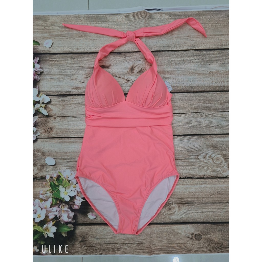 Bikini, Đồ Bơi Một Mảnh Thân Liền Lá Xanh Nền Trắng Đan Lưng KG07200 ODERI