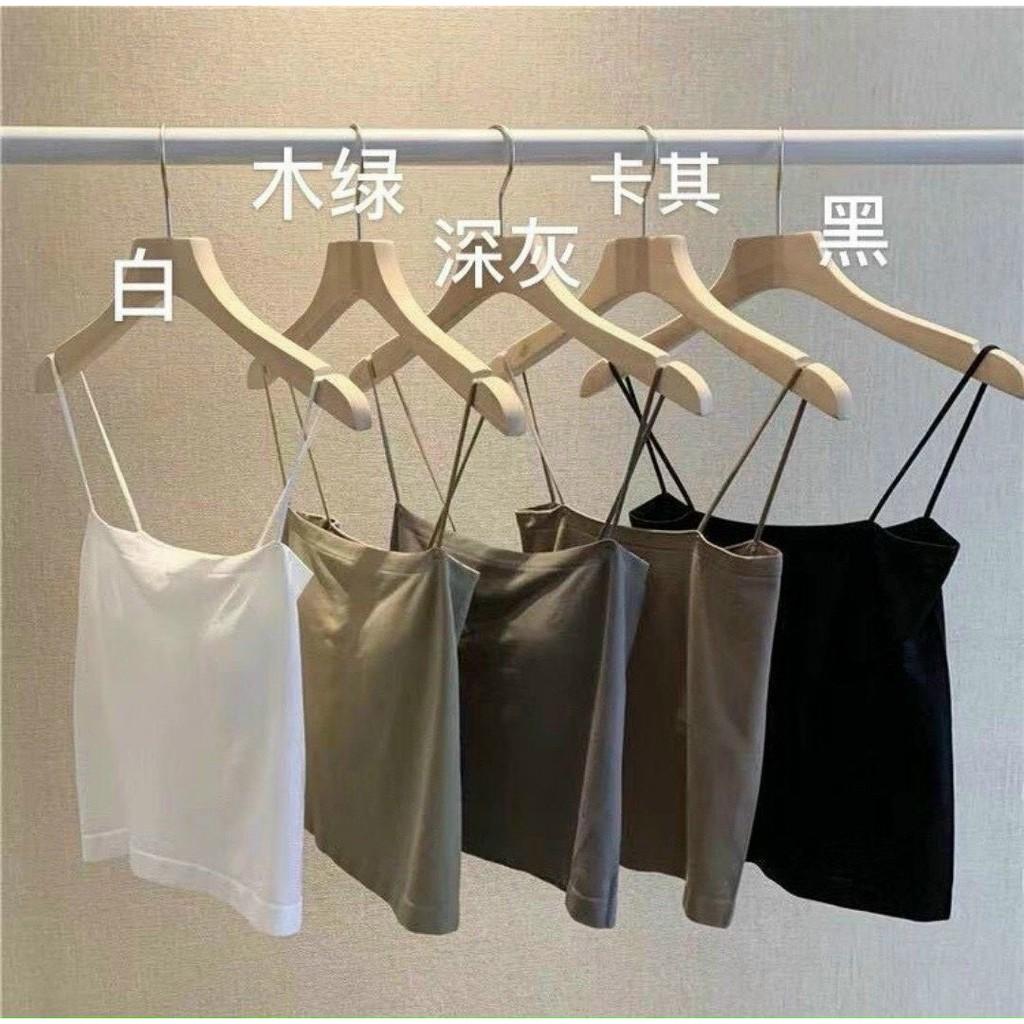 Áo 2 dây cotton lụa dáng croptop có đệm mút, áo bra đúc su gam màu siêu tây