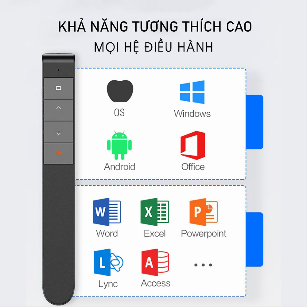 Bút laser trình chiếu Slide, có Lazer, pin sạc lithium, điều khiển từ xa không dây 2.4G