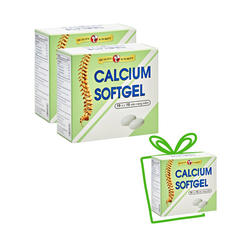 COMBO 2 HỘP TPCN bổ sung Calcium (canxi) và Vitamin D3- CALCIUM SOFTGEL – phòng ngừa loãng xương, giúp xương chắc khoẻ- hộp 100 viên TẶNG 1 HỘP