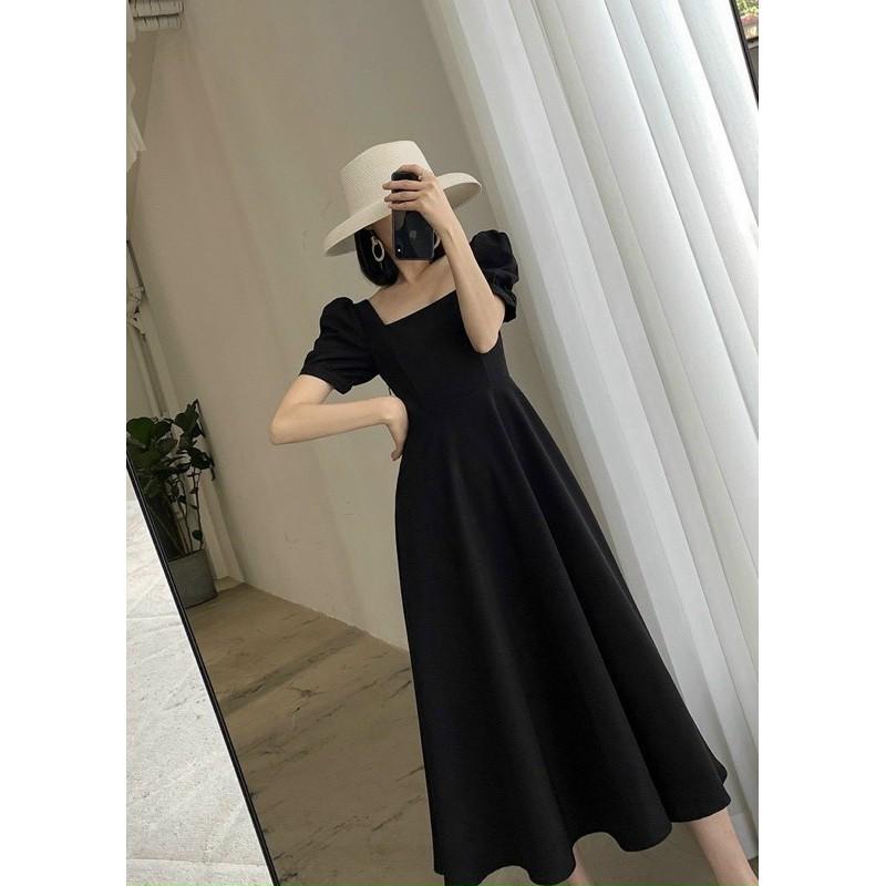 Đầm dự tiệc maxi Phong Cách Quyến Rũ Sang Trọng Thời Trang Thích Hợp Mặc Đi Dự Tiệc, Du Lịch Đầm váy xoè cổ vuông tay ngắn 3 màu