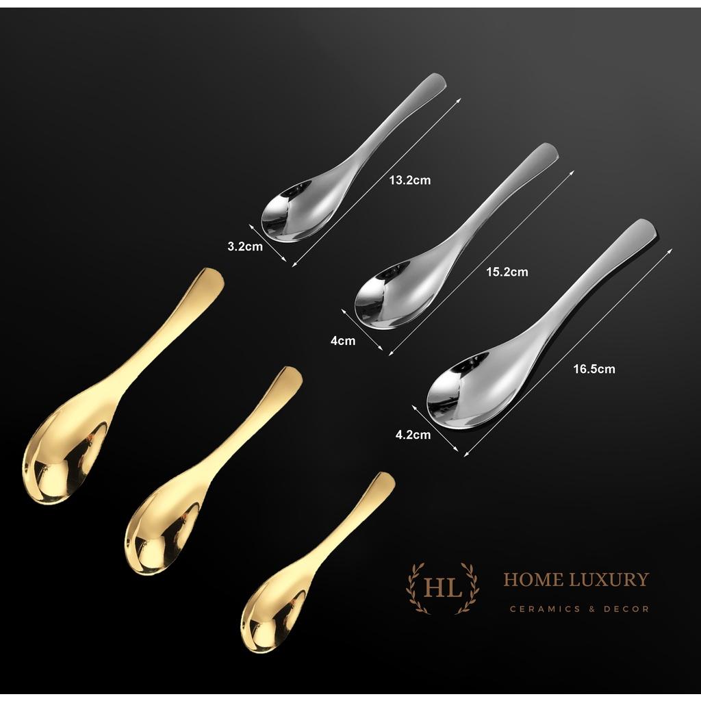 Thìa súp Inox nhập khẩu | THÌA Stainless Steel Cong 3 Size Cao Cấp Inox Không ăn mòn| Thìa Súp Cong Vàng