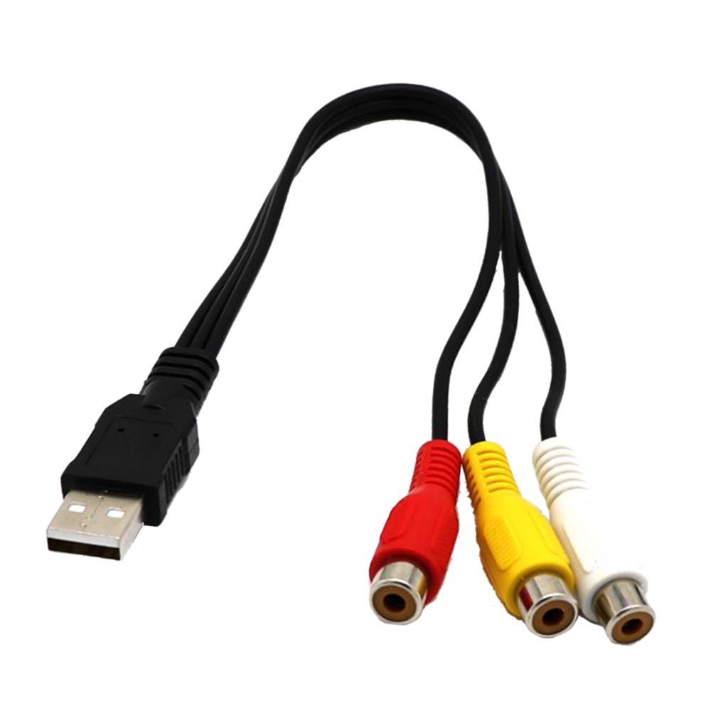 USB Male to 3 RCA Female Video AV Cord Converter Adapter Cable