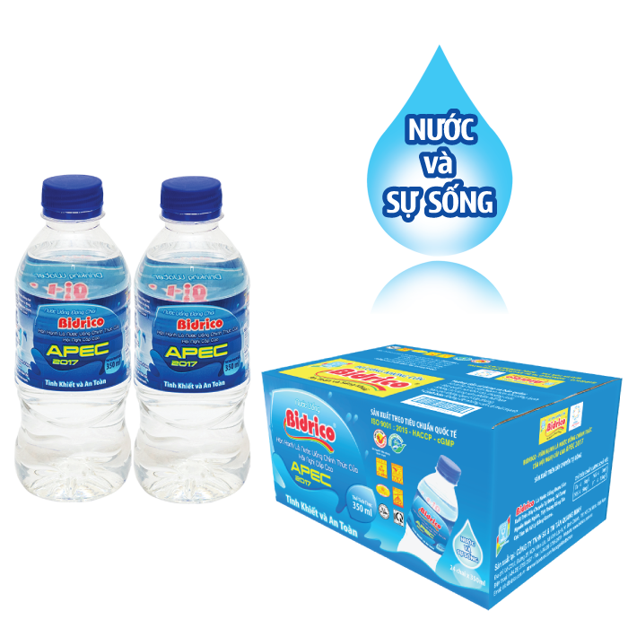 Thùng 24 chai Nước Tinh Khiết Bidrico 350ml