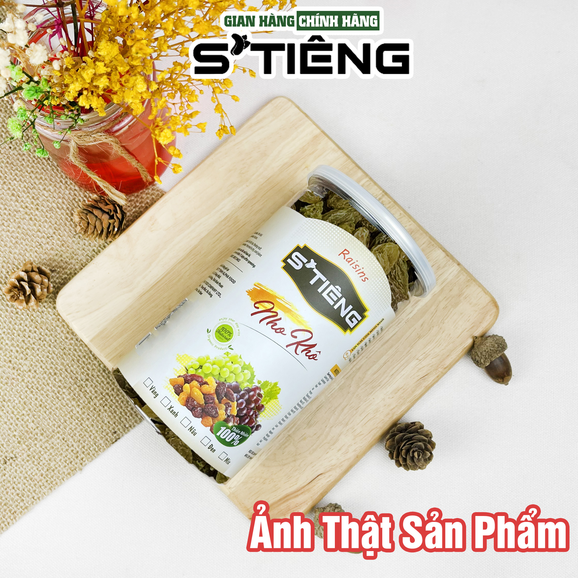 500Gr Nho Xanh Sấy Không Đường S'TIÊNG Ngon Ngọt