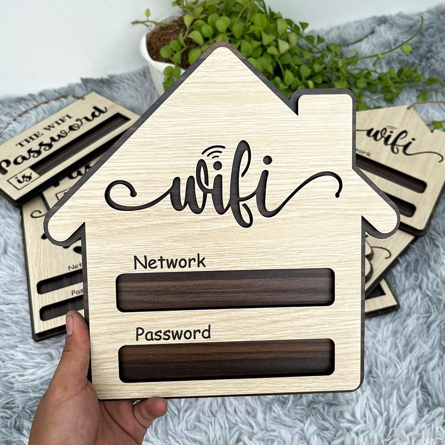 Bảng ghi mật khẩu wifi bằng gỗ trang trí decor phong cách mới lạ cho quán, homestay, nhà hàng