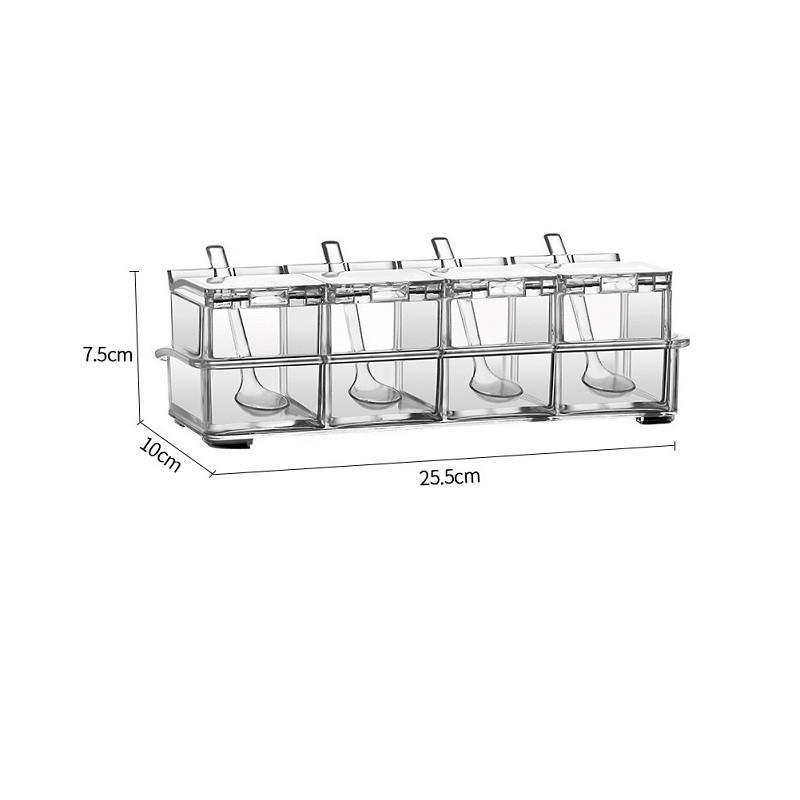 Hộp Gia Vị 4 Ngăn Bằng Nhựa Có Nắp