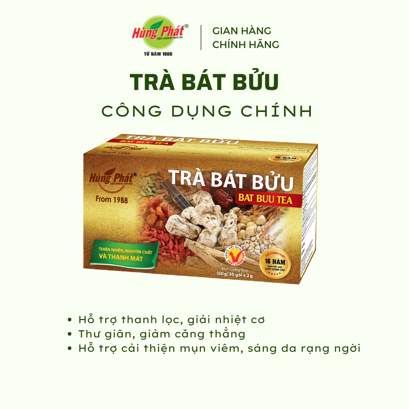 Trà Bát Bửu Túi Lọc Thanh Mát Giải Nhiệt Cơ Thể Hộp 30 Gói - Hùng Phát Thương Hiệu 35 Năm
