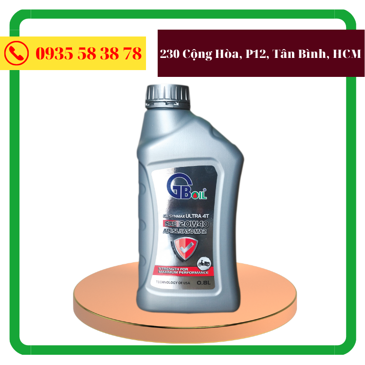 DẦU NHỚT XE MÁY BÌNH 0.8L - GB SynMax Ultra 4T, SAE 20W40, API-SL, JASO MA2