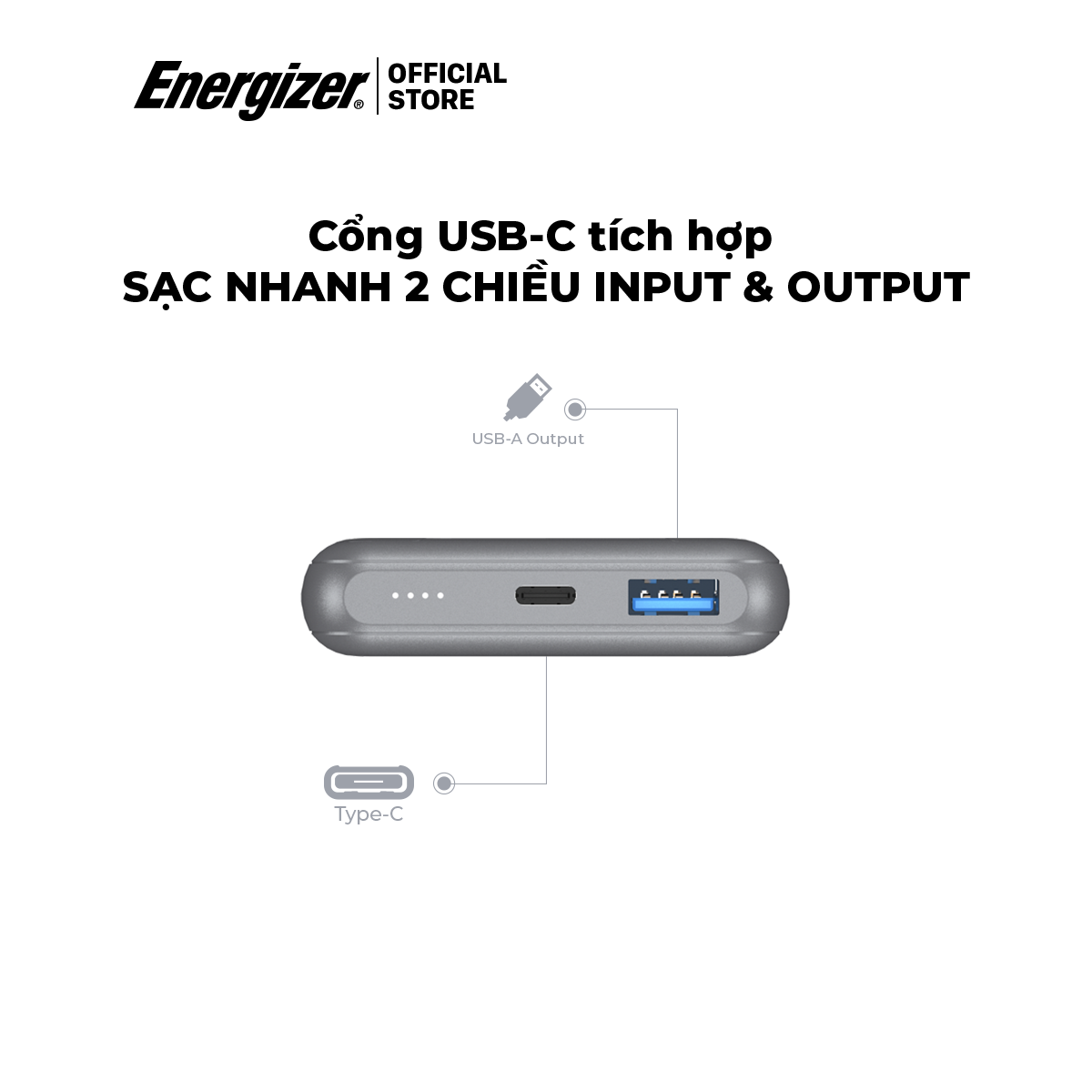 Combo Pin sạc dự phòng Energizer QE10007PQ + Củ Sạc Nhanh Mophie 20W - HÀNG CHÍNH HÃNG