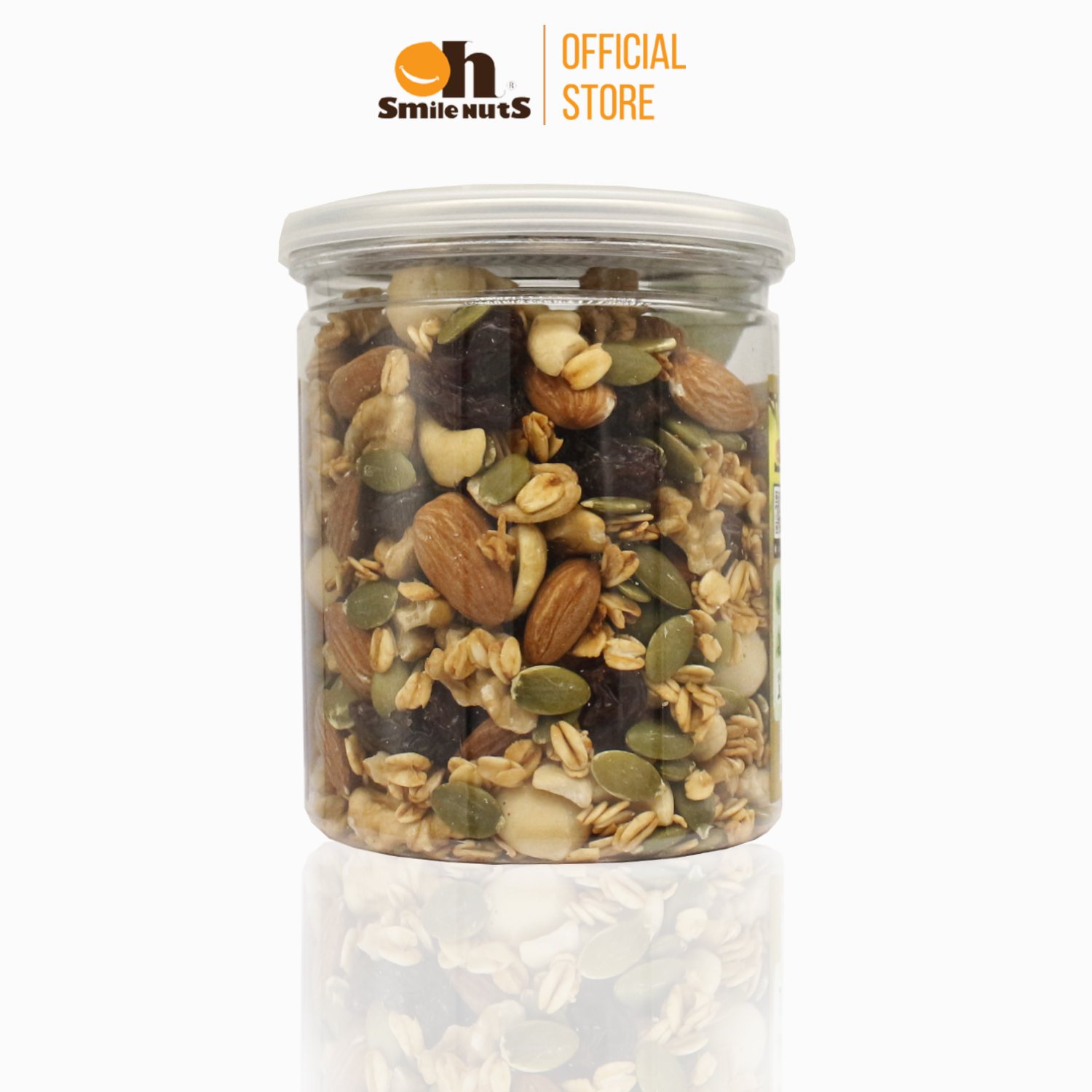 Granola Siêu Hạt Smilenuts Gồm Hạnh Nhân, Nho khô, Óc Chó, Yến Mạch, Macca, Hạt điều, Mật ong _ Khối Lượng 250g