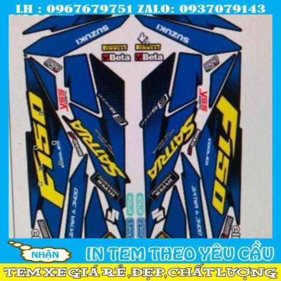 Tem rời xanh satria Fi xanh vàng đen