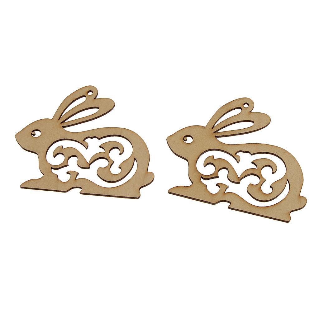 20 Pieces Unfinished Wood Hollow Rabbit Shape Wooden Pieces Embellishment for Kids Handmade Crafts 100mm