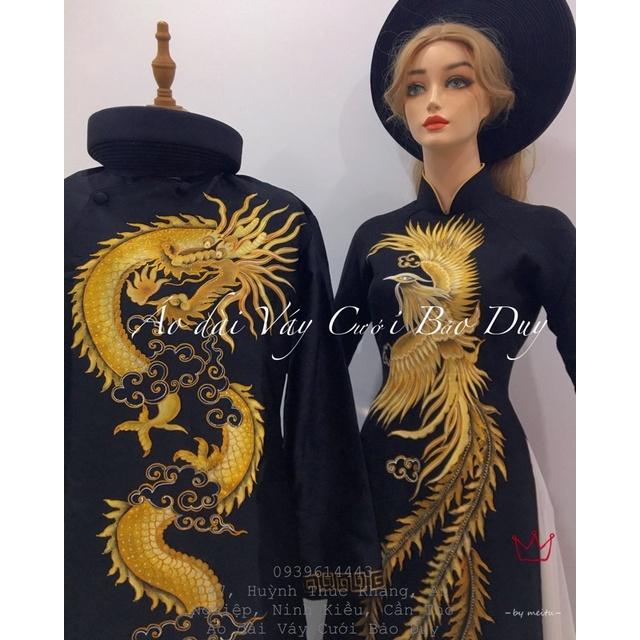 áo dài long phụng- áo dài đen