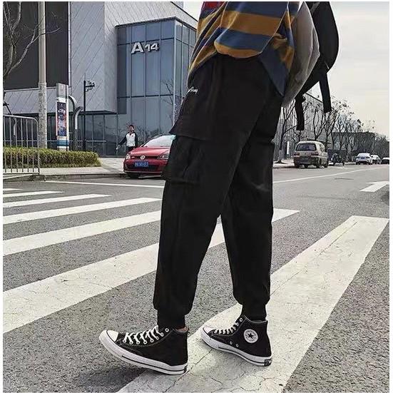 Quần jogger kaki túi hộp Thêu túi hộp, ulzzang WIND