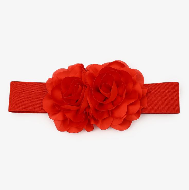 Đai váy Belt chun co giãn Hoa hồng 3D nổi Cao cấp bản 6cm
