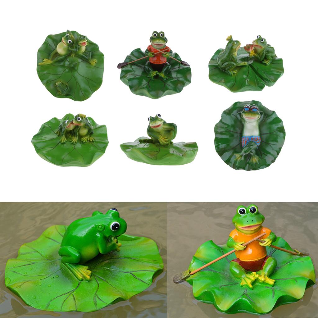 6 Type True to Nature Water Floating Ornament Pond Lily Lotus Leaf Frog Garden Pond Fishpond Summer Swimming Pool Decor
