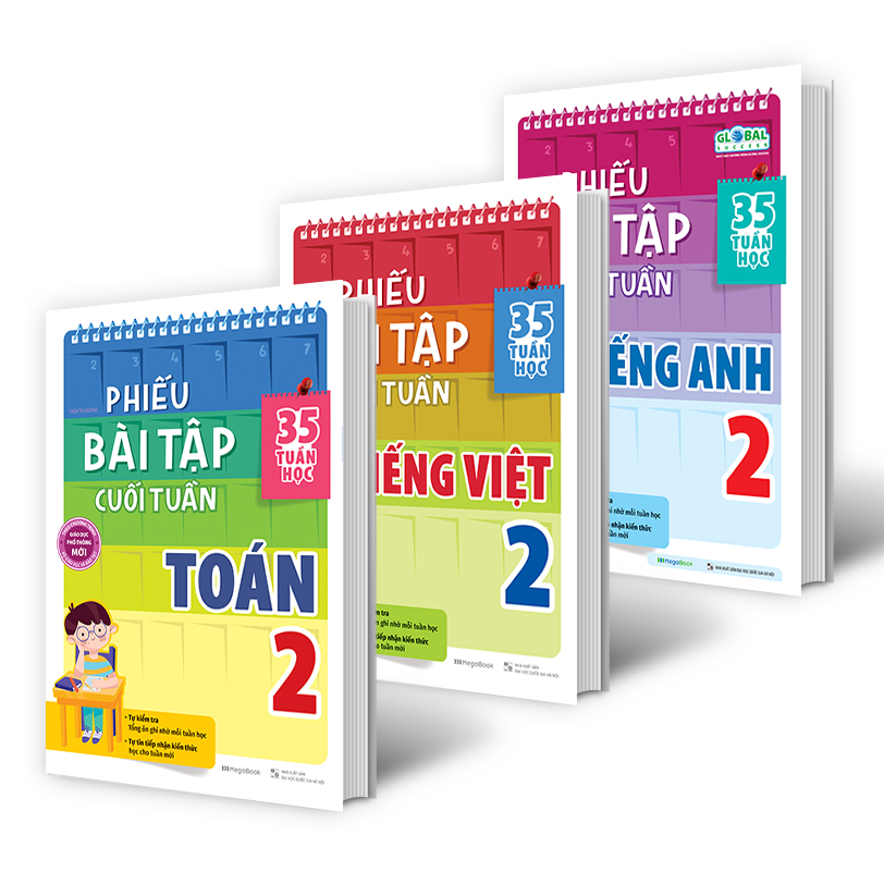 Combo Phiếu Bài Tập Cuối Tuần Toán, Tiếng Việt, Tiếng Anh Lớp 2