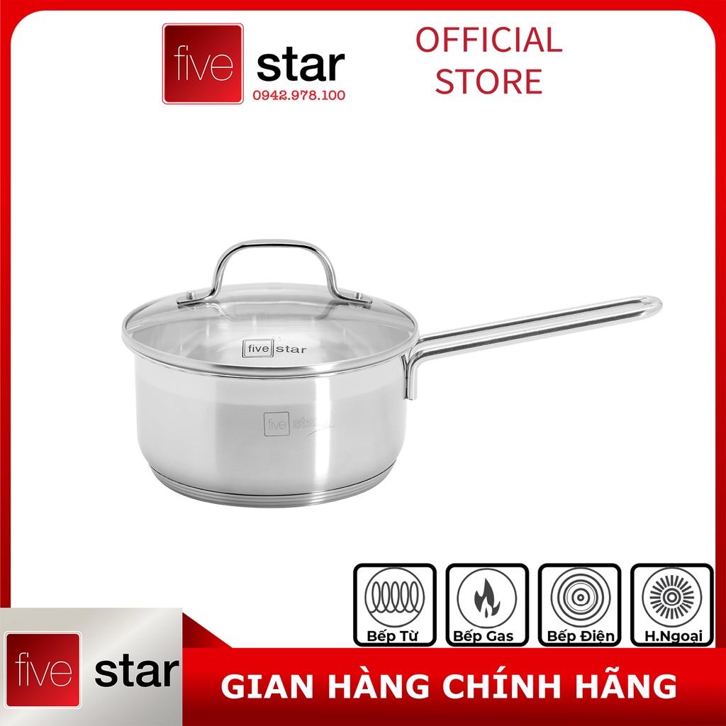 Bộ Nồi 5 Đáy Inox 304 Cao Cấp Bếp Từ Fivestar Plush FPB55D001 Nắp Kính , bảo hành 25 năm , tặng 1 vá canh inox