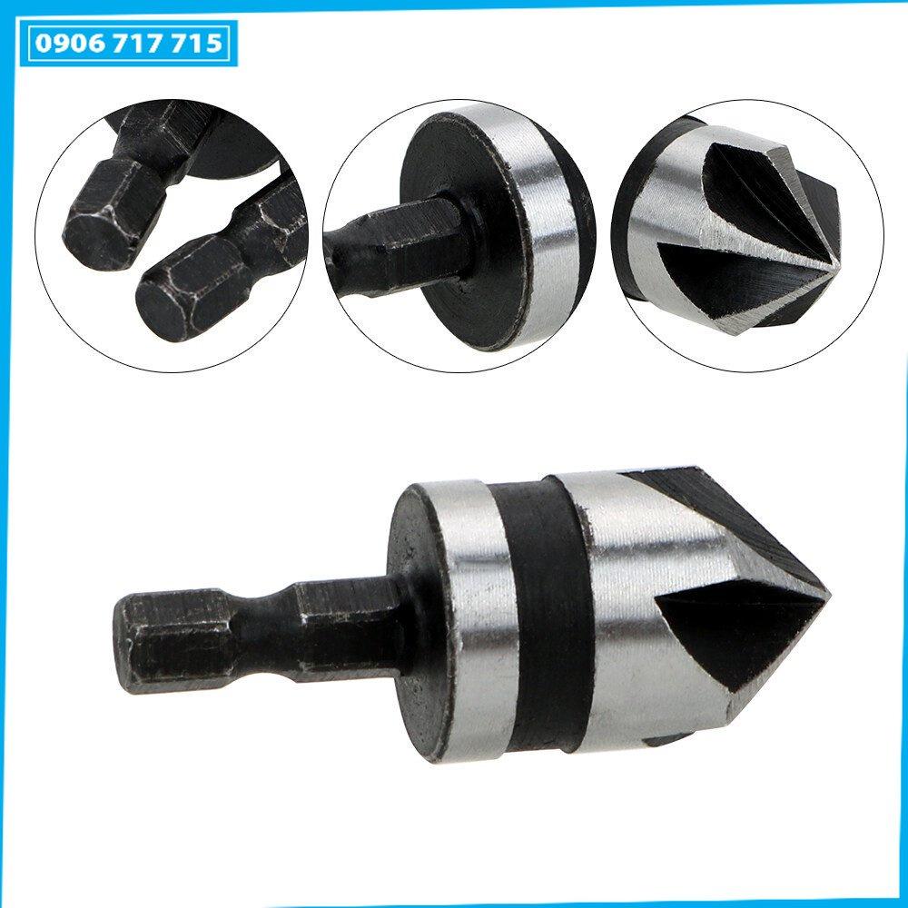 Bộ 3 mũi khoan vát mép góc bằng thép carbon 90 độ chuôi lục giác 5 khóe