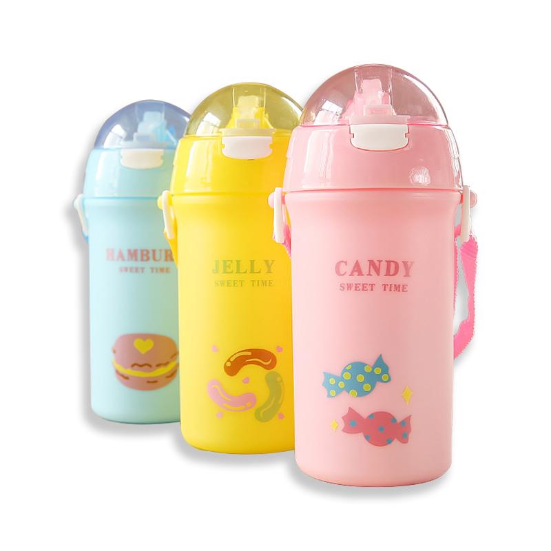 Sức Chứa Lớn 500ML Hoạt Hình Dễ Thương Trẻ Em Học Chống Rò Rỉ Nước Bé Ống Hút Tập Uống Du Lịch Dây Đeo Vai Cốc