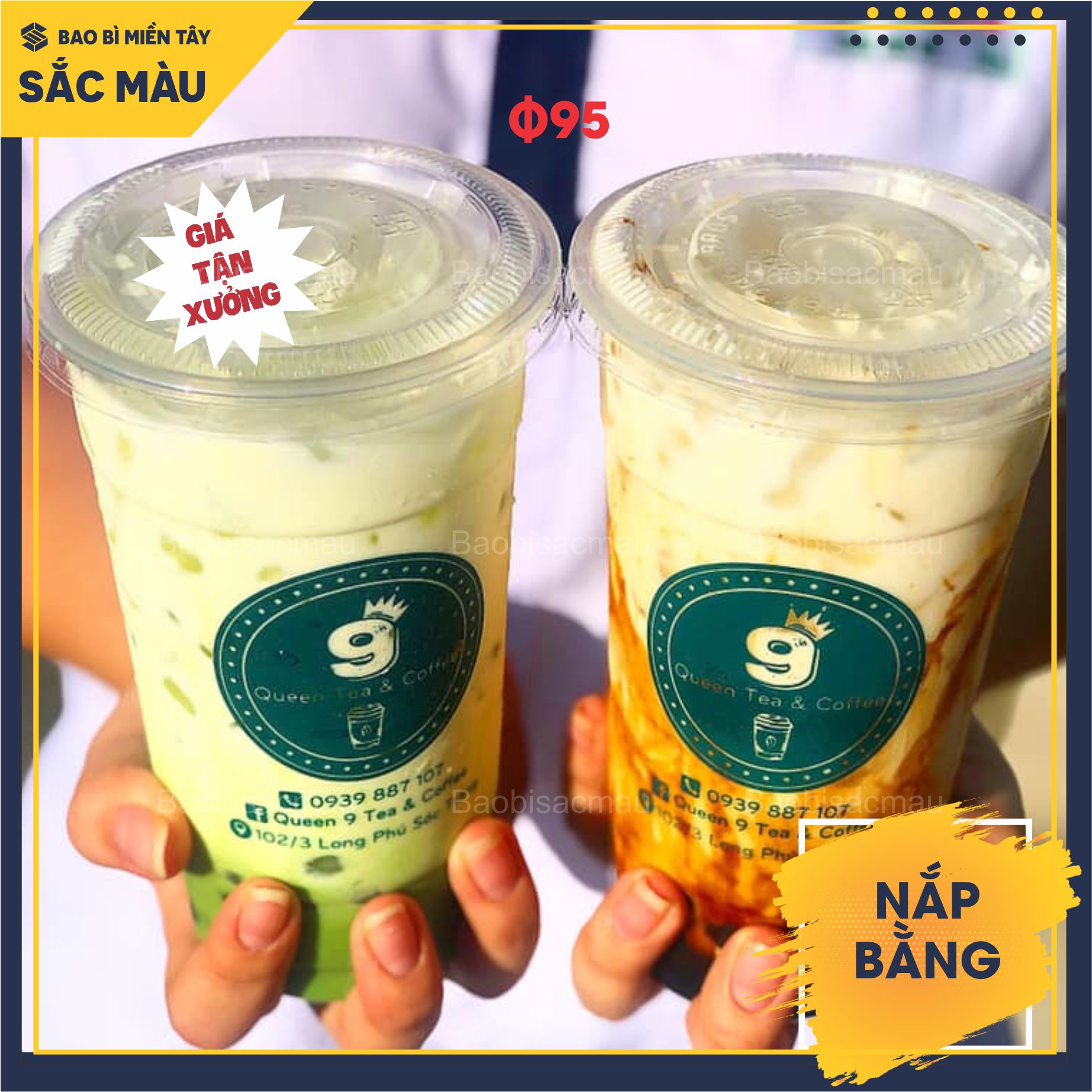 Sỉ 50 Nắp bằng PET 90 - 93 - 95 - 98, nắp ly trà sữa cà phê nước ép