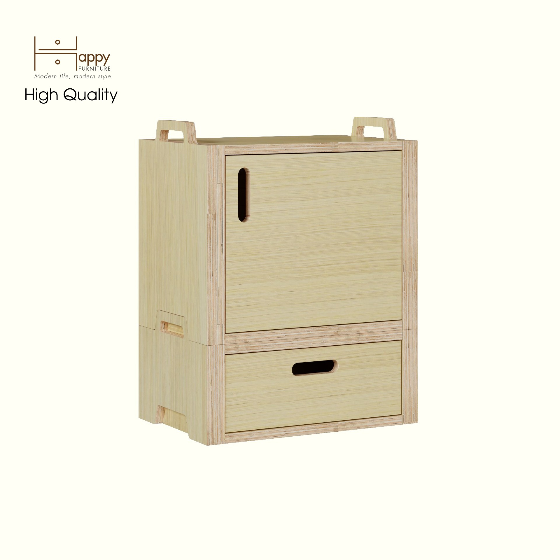 HAPPY FURNITURE , Gỗ tự nhiên , Tủ lưu trữ 1 ngăn kéo 1 cửa mở gỗ Plywood - GAMOR , TLT_024 , 45cm x 30cm x 58cm DxRxC