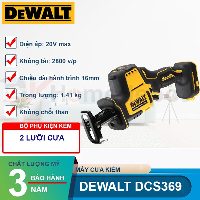 Máy cưa kiếm dùng pin 18V/20Vmax Dewalt DCS369B