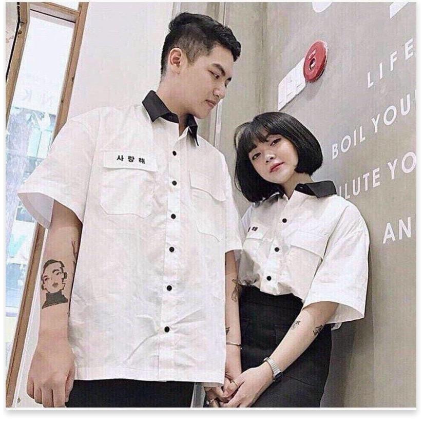 ÁO SƠ MI NGẮN TAY NAM NỮ CỰC XINH