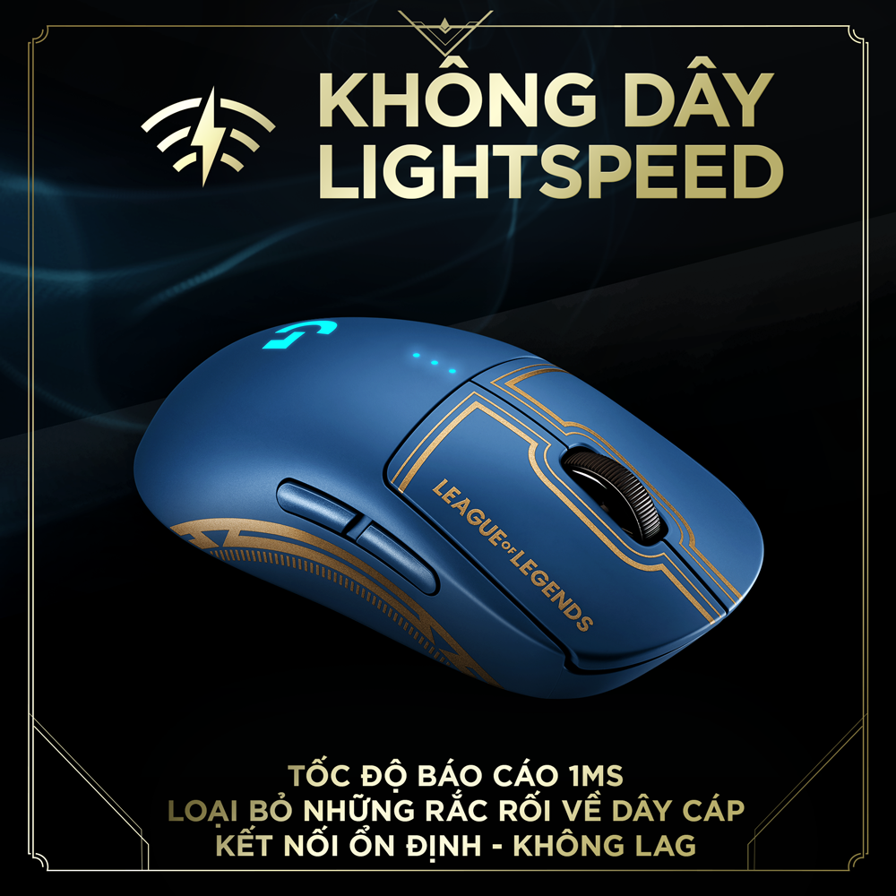 Chuột game không dây Logitech G Pro Wireless LOL League of Legends - Nhẹ, cảm biến Hero 25k, RGB, có nút lập trình -Hàng chính hãng