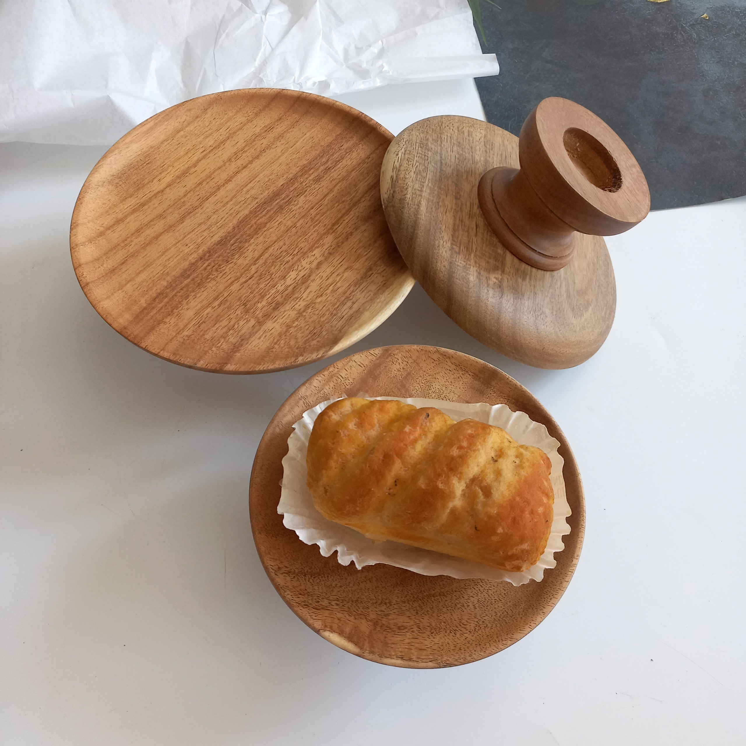 Mâm Bồng, Đĩa Cao Gỗ Keo Đựng Bánh Kem, Hoa Qủa, Cake Stand Decor Chụp Ảnh
