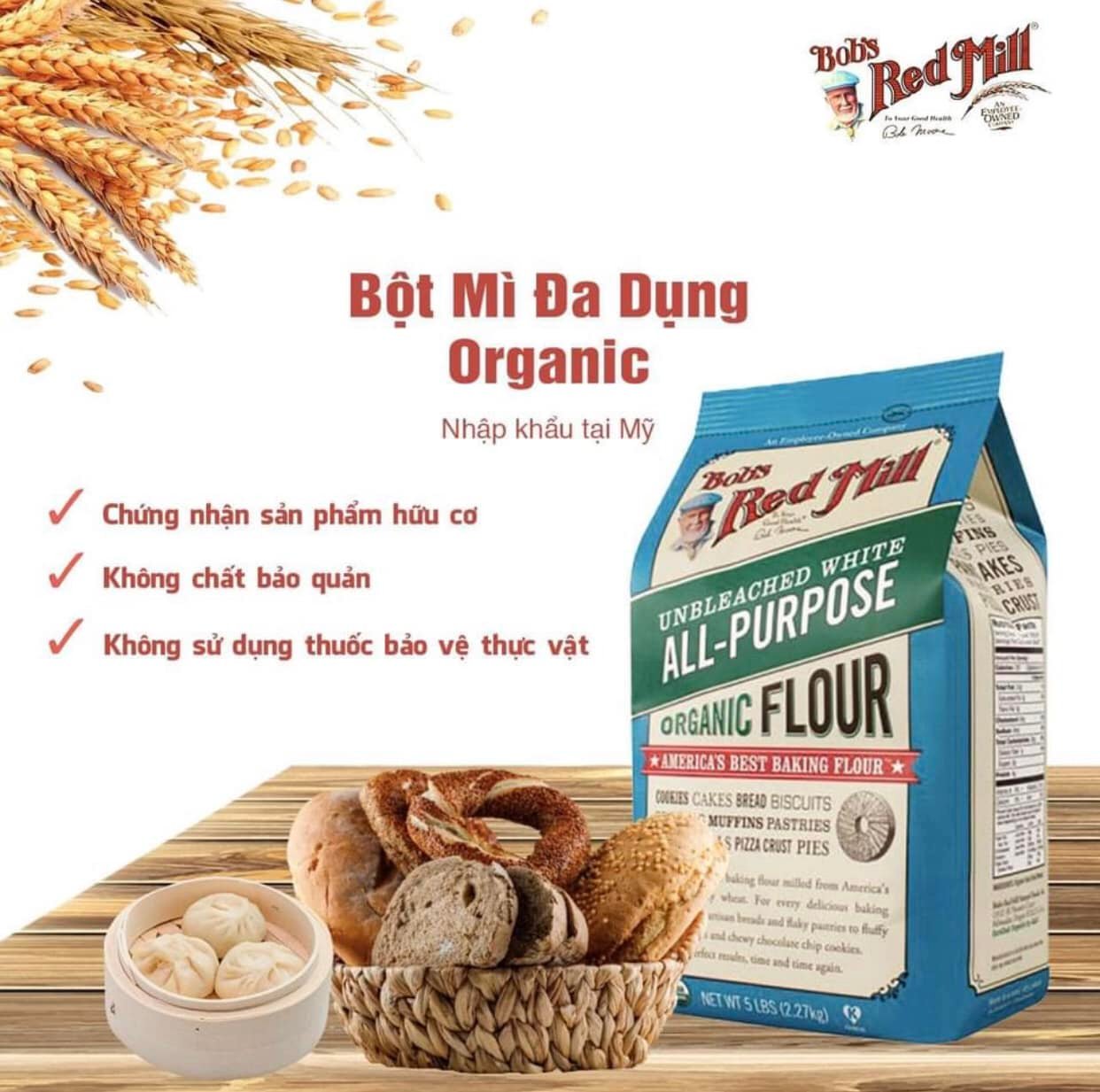 Bột mì đa dụng hữu cơ BRM 2.27KG