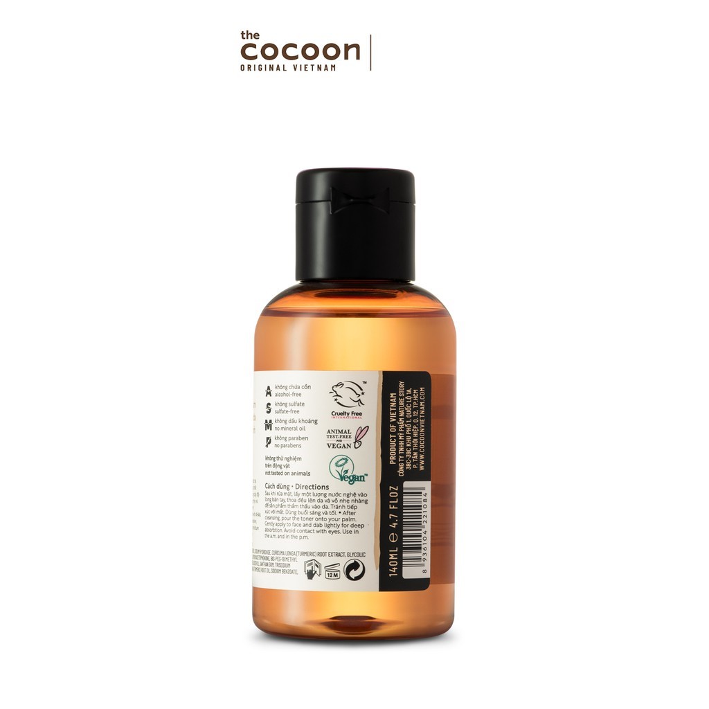 Toner COCOON Nghệ Hưng Yên Sáng Da &amp; Mờ Vết Thâm - COCOON Hung Yen Turmeric Toner 140mL