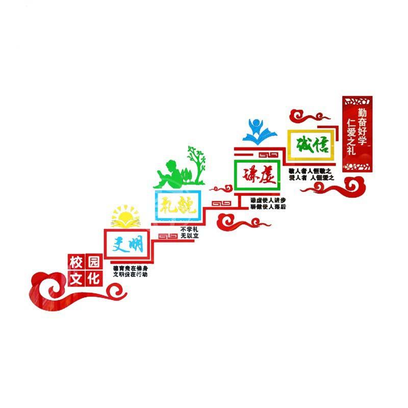 Phong cách mới nhất của trường tiểu học và trung học trang trí bức tường văn hóa cầu thang khẩu hiệu văn minh lịch sự bố trí hành lang khuôn viên trường văn hóa khuôn viên trường