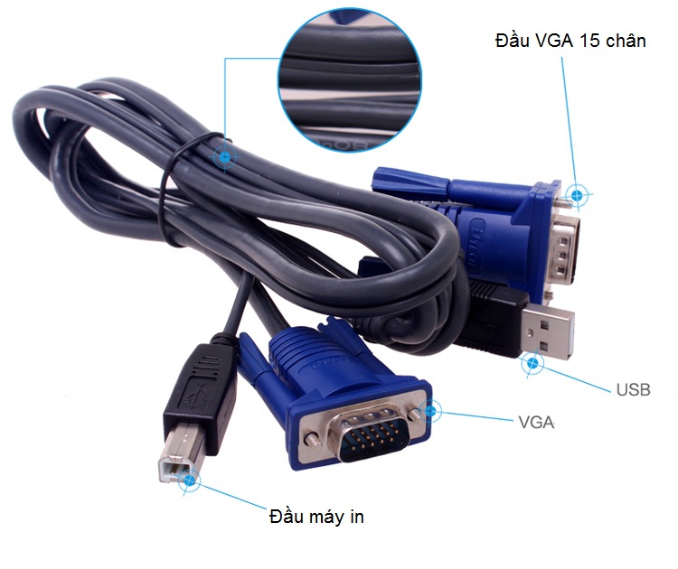 Cáp KVM USB 1.5m - Cáp nối bộ KVM AZONE