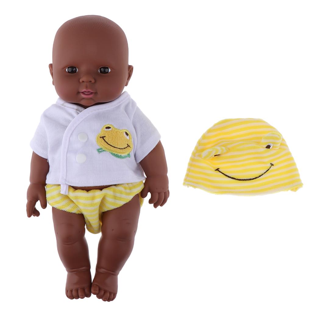 30cm Real Life Newborn Doll Vinyl Trẻ Sơ Sinh Châu Phi Trẻ Sơ Sinh Màu Vàng
