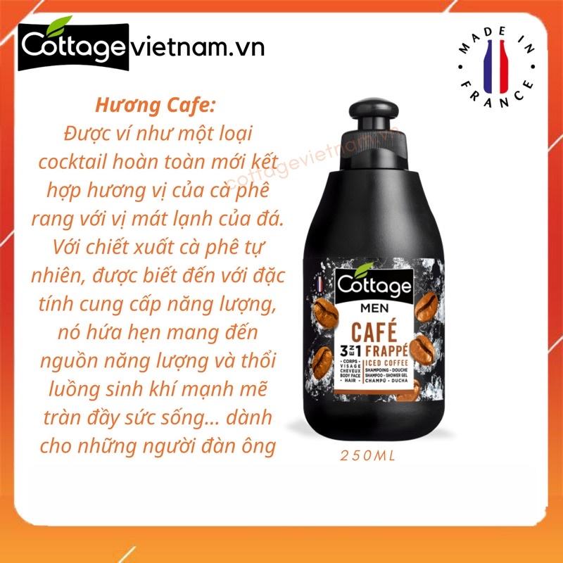 Sữa tắm gội 3 trong 1 cho nam giới, thương hiệu Cottage của Pháp, phân phối chính hãng, dung tích 250ml, mẫu mới 2021