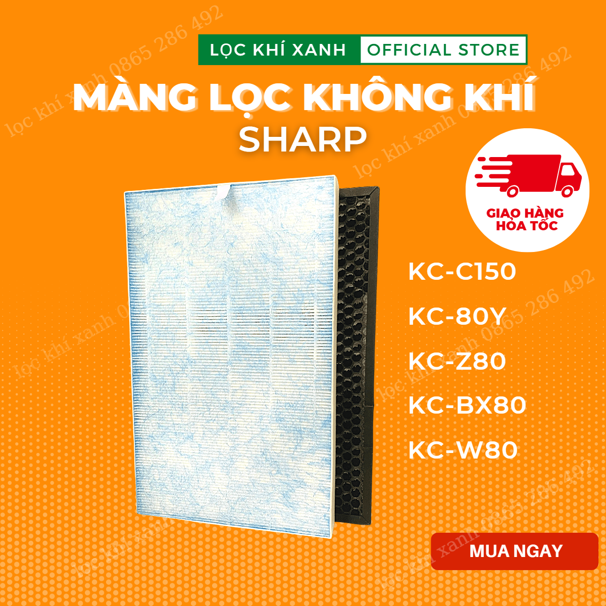 Màng lọc hepa  Sharp KC-150, KC-80Y, KC-Z80, KC-BX80, KC-W80. Màng lọc thay thế mới 100%, lọc bụi mịn, màng khử mùi. Hàng nhập khẩu