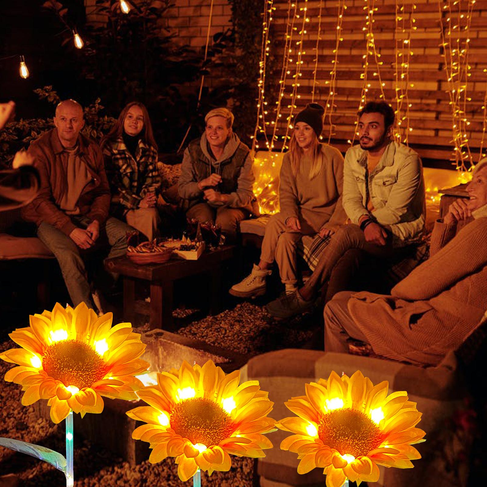 Set 2 Nhánh Đèn Led Năng Lượng Mặt Trời Hình Hoa Hướng Dương