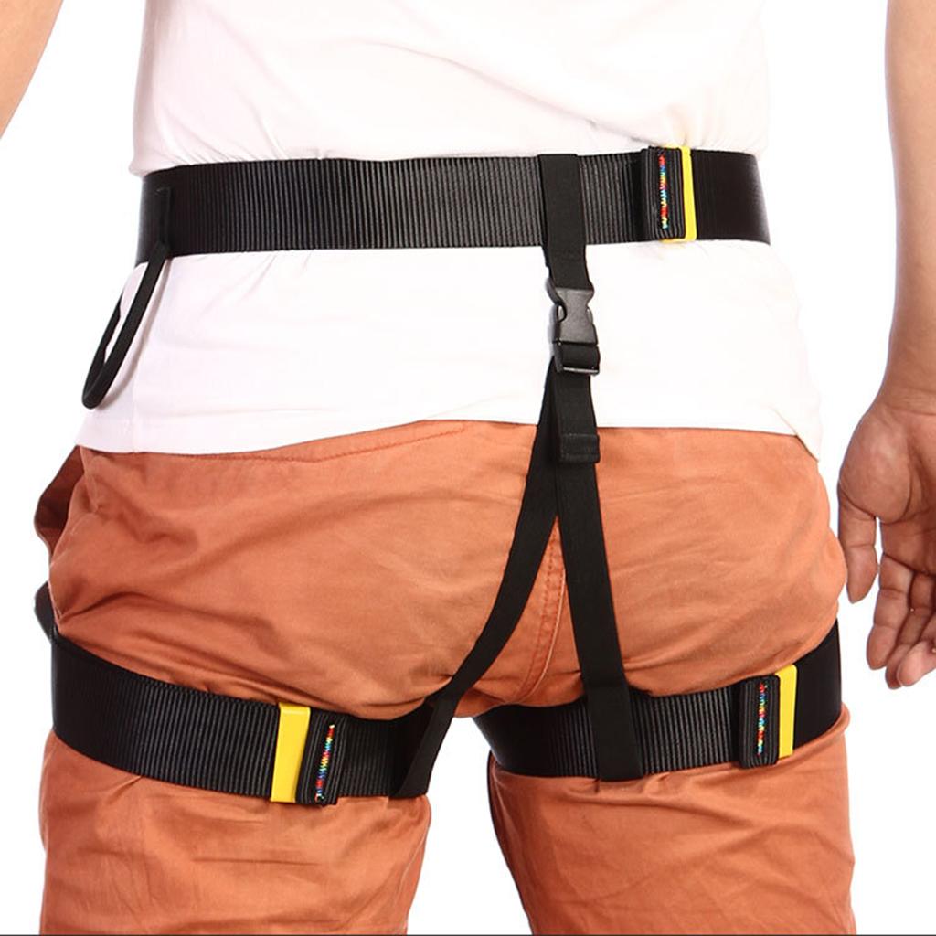 Half Body Outdoor Rappelling Climbing Harness Seat Safety Sitting Bust Belt Black