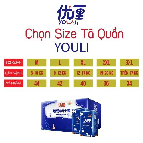 Tã Quần YOULI xanh size M88/L84/XL80/XXL72/XXXL68