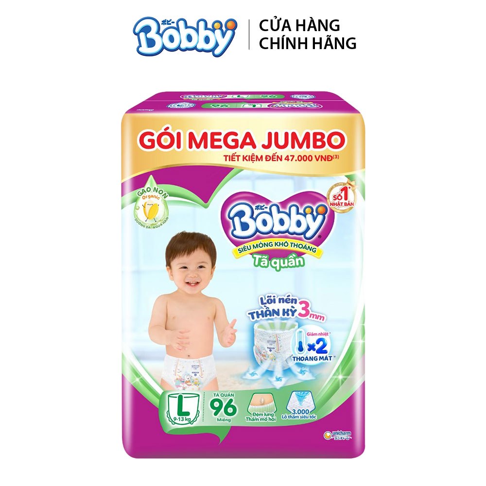 Tã quần Bobby gạo non mới L96