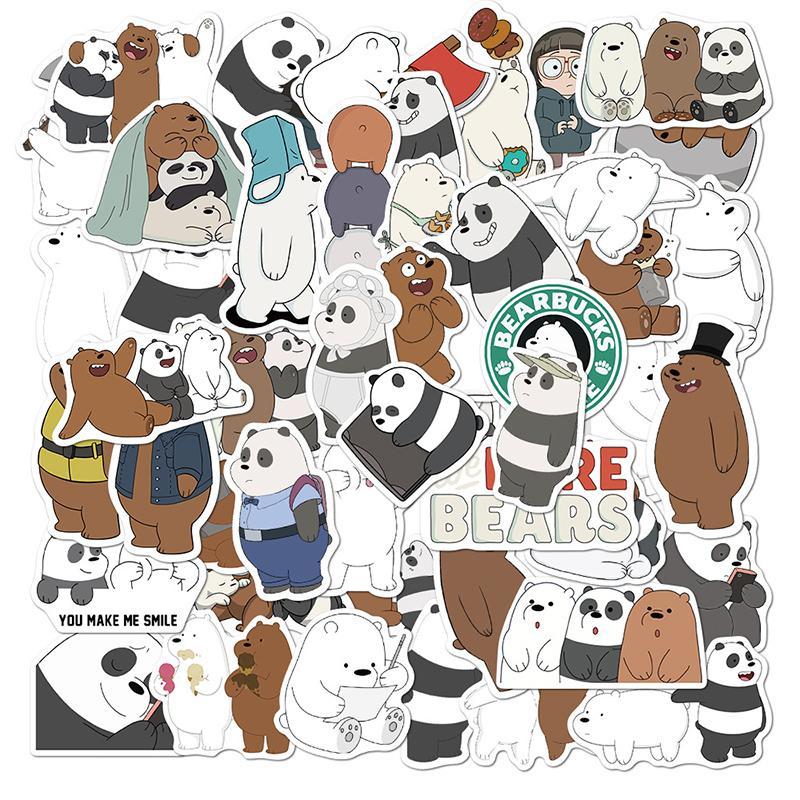 Sticker 3 gấu đáng yêu Cắt Sẵn Hình Dán Trang Trí Mũ Bảo Hiểm Laptop Điện Thoại Ván Trượt Sổ tay Notebook