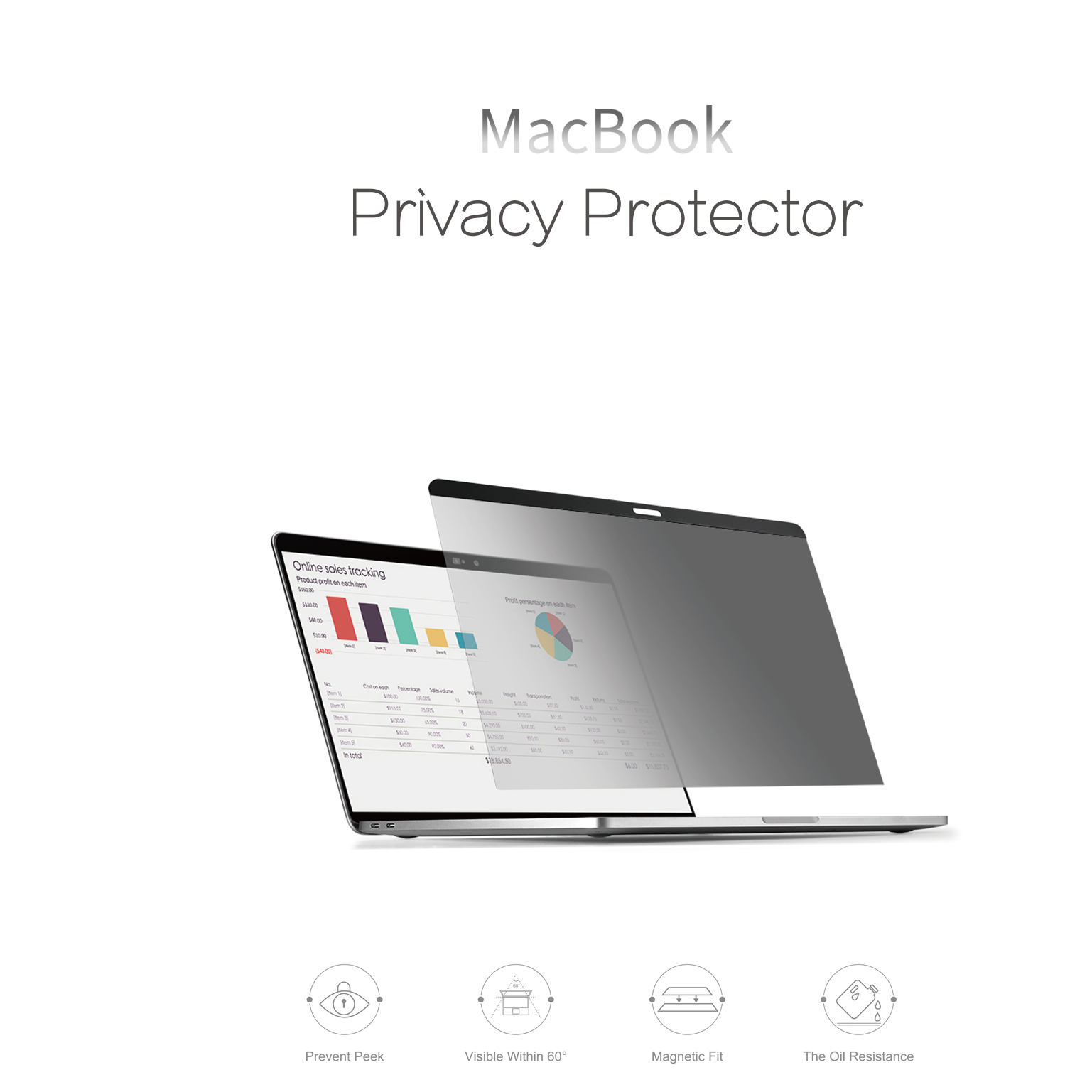 Miếng dán chống nhìn trộm film từ tính cho Macbook Pro M1 / Macbook Air M1 13 inch hiệu WIWU Magnetic Screen Protector Privacy mỏng 0.3mm, full 3D, chống lóa - hàng nhập khẩu