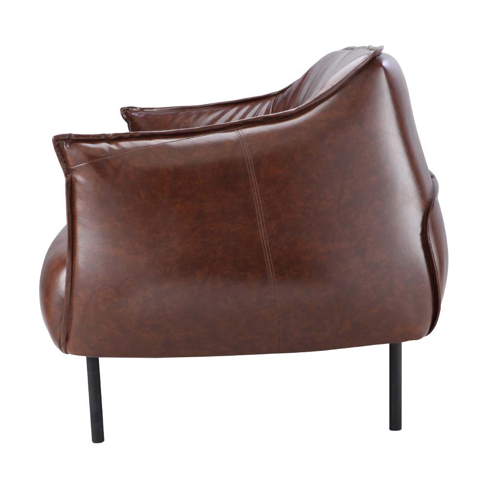 Ghế sofa đôi GRUFF khung gỗ, đệm bọc da PVC bóng cao cấp màu nâu | Index Living Mall - Phân phối độc quyền tại Việt Nam