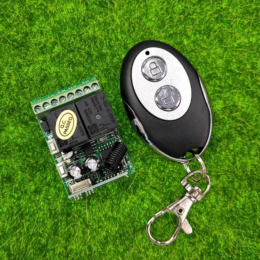 2 Channel RF Wireless Remote Control System DC12V 10A Relay Receiver Module for Garage Door Openers, Cars, LED Light