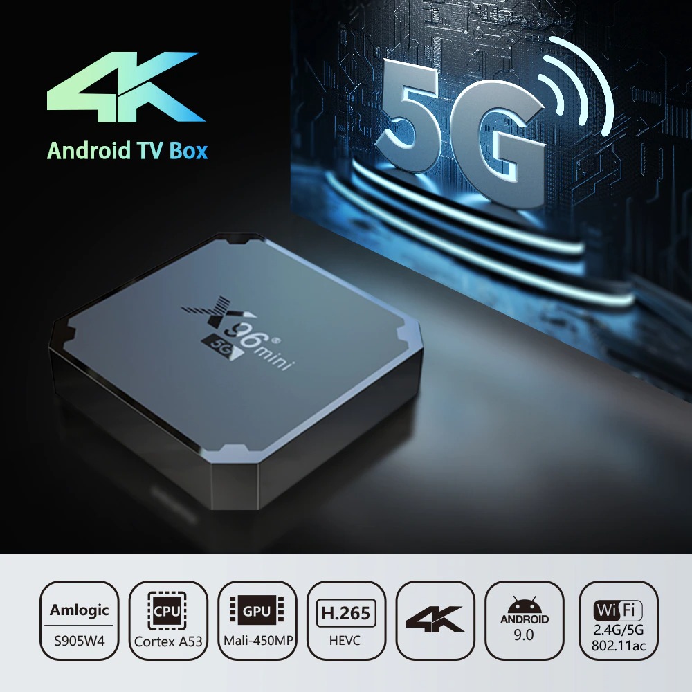 X96 mini 5G có điều khiển giọng nói tiếng việt bluetooth wifi 2 băng tần kép Ram 2G Rom 16G cài sẵn các ứng dụng giải trí miễn phí