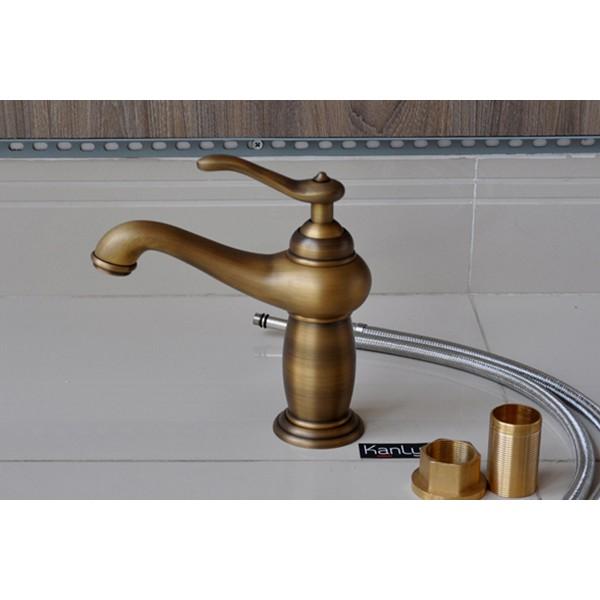 Vòi thân thấp nóng lạnh đồng thau cổ điển cao cấp