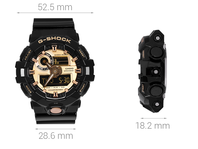 Đồng hồ kim nam dây nhựa G-SHOCK GA-710GB-1ADR Đen - Hàng chính hãng